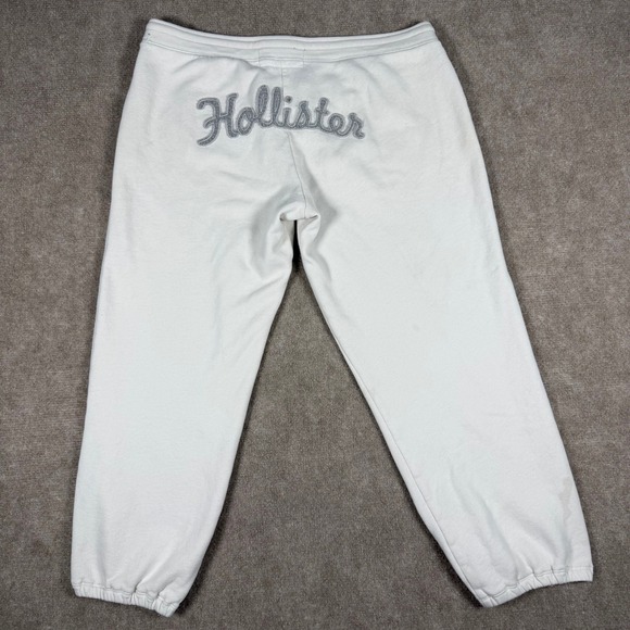 Hollister Pants - Vtg Hollister Y2K Women Sz M White Front Back Logo Spell-out Low Rise Sweatpants